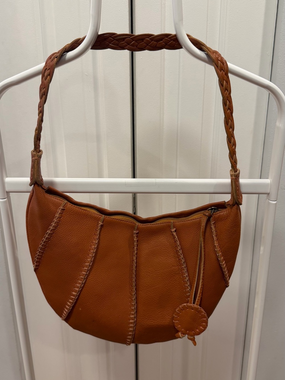 Vintage Carlos Falchi Brown Leather Hobo Shoulder Bag
